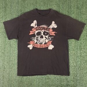 Vintage Goonies Movie Promo" Never Say Die" T Shirt Size Large Black